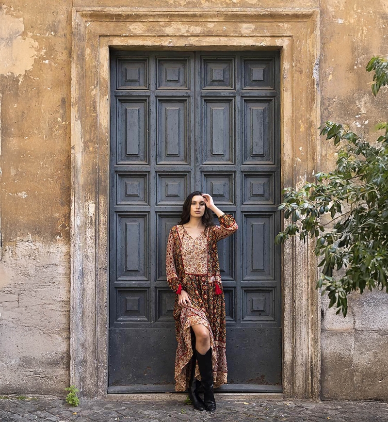 long sleeve floral long dress TAJ - Miss June