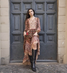 robe longue manche longue fleurie TAJ - Miss June