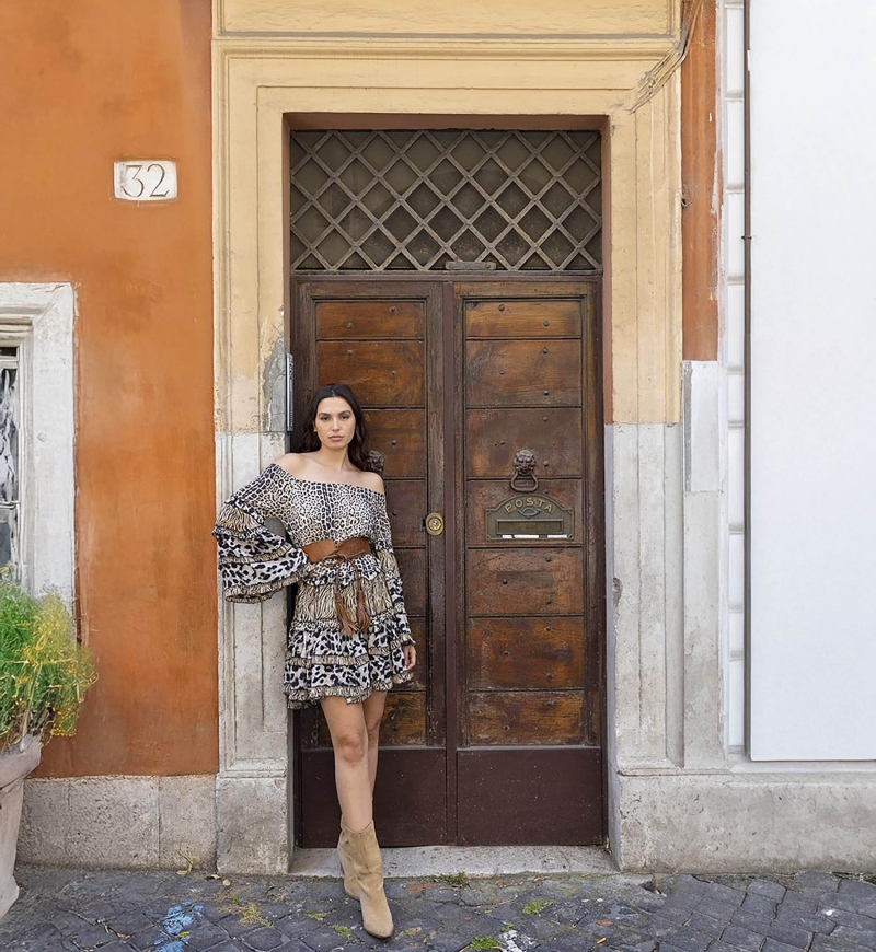 vestido corto leopardo manga larga YAYA - Miss June