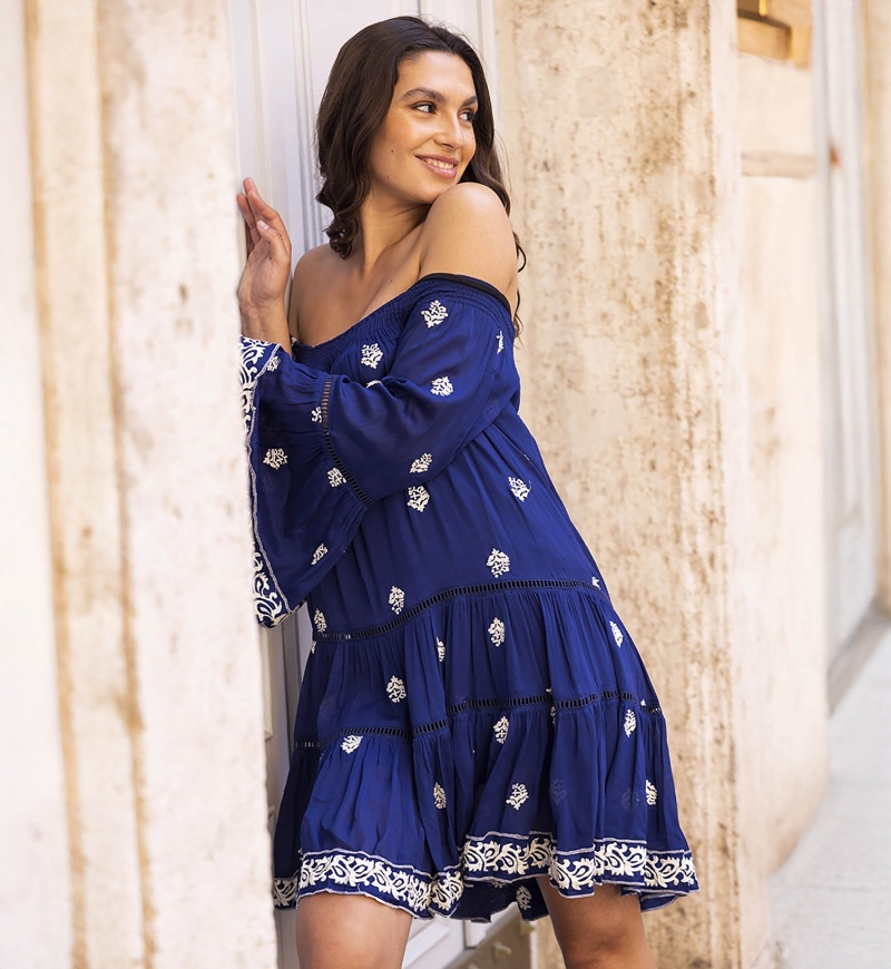 long sleeves bohemian short dress SHINE  - Miss June