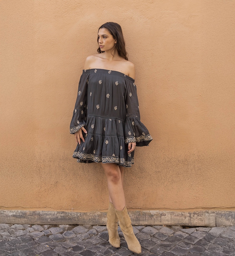 long sleeves bohemian short dress SHINE  - Miss June