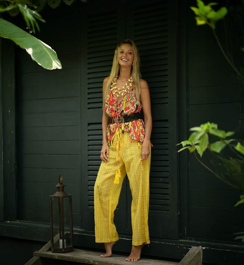 pantalon JAHIA - jaune/orange - style - bohème  - Miss June Paris - 7