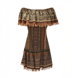 Shiloh short dress - brown - embroidered sequins - Miss June Paris - 4