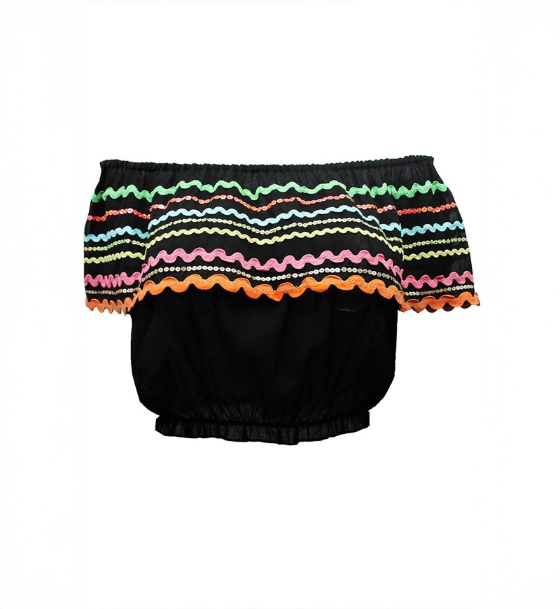 Top BLOOM – Spalle scoperte – Manica corta – Cotone bohémien – Miss June Paris – 4