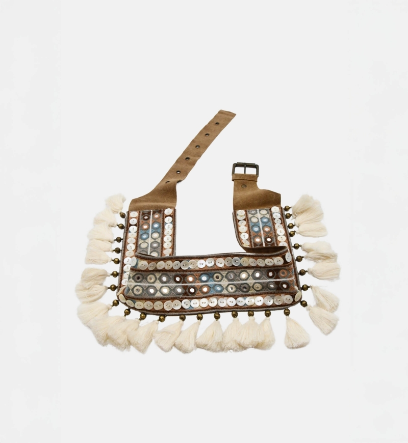 Cinturón DAPHNE – blanco/azul vintage – algodón – bohemio – Miss June Paris – 2