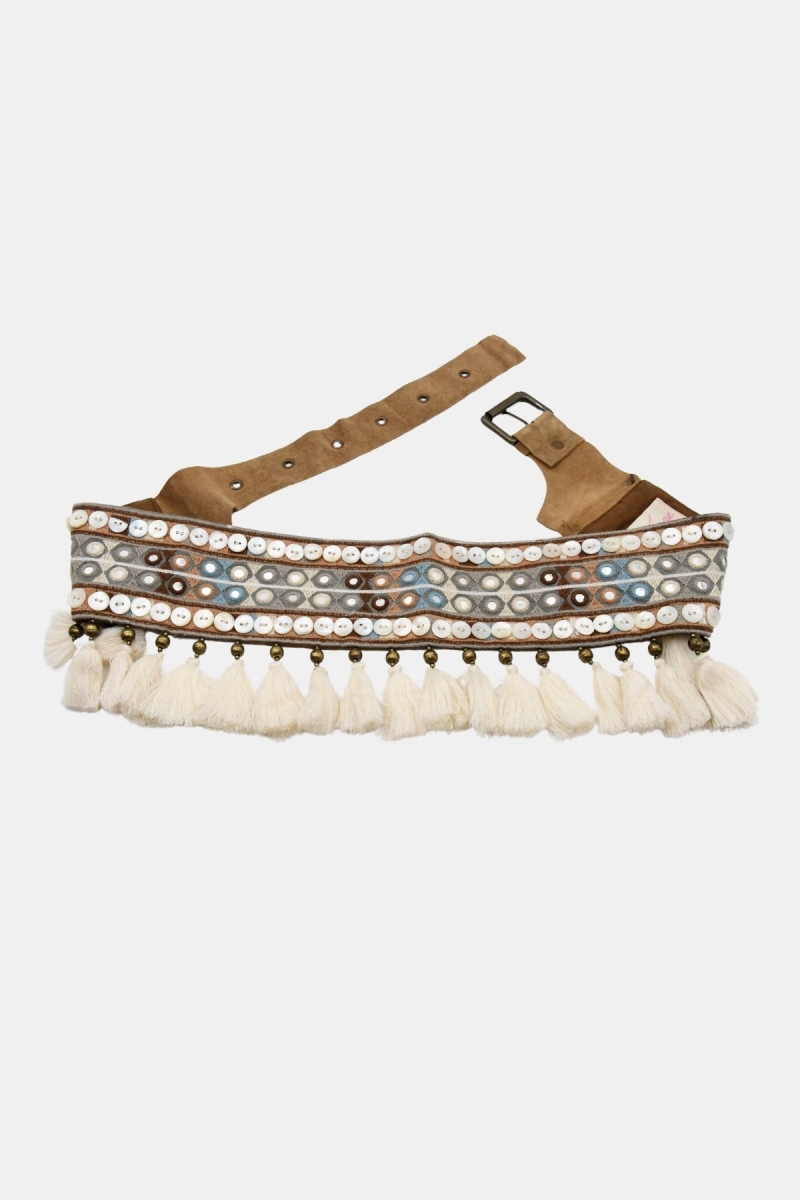 DAPHNE Belt – white/blue – cotton – bohemian – Miss June Paris – 1