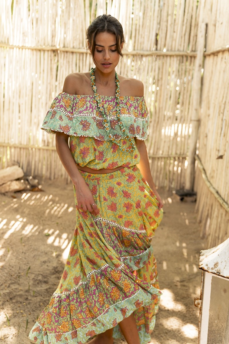 Top HOLLA – Stampa floreale – Manica corta – Bohémien – Miss June Paris – 1