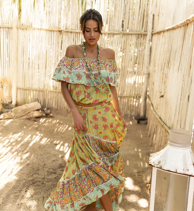 Top HOLLA – Stampa floreale – Manica corta – Bohémien – Miss June Paris – 1