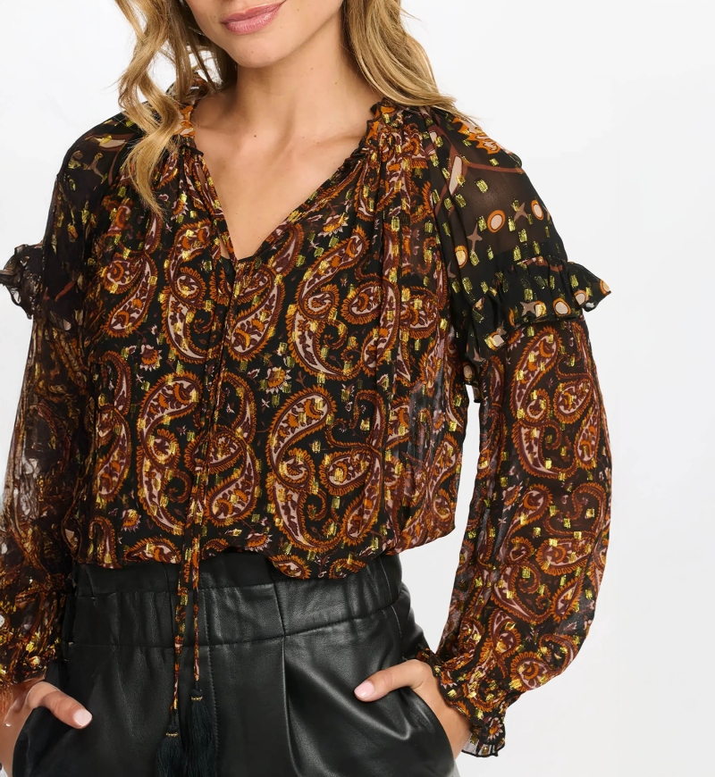 Blouse Regina - motif paisley - tissu fluide - Miss June Paris