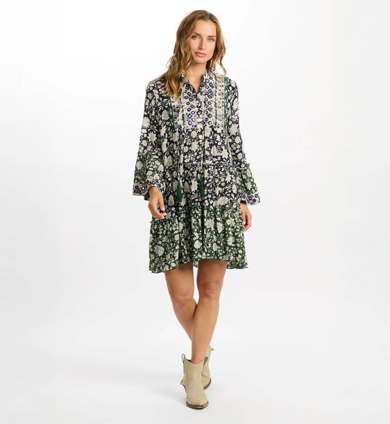 robe courte manche longue boheme OCEANE - Miss June