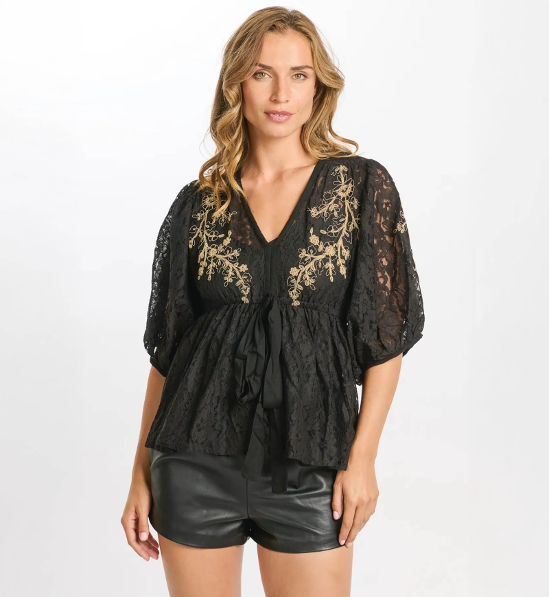 blouse noir manche longue ARYA - Miss June