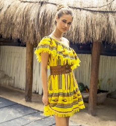 Abito corto MALIBU – Spalle scoperte – Manica corta – Bohémien – Cotone – Miss June Paris – 1