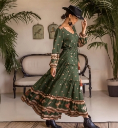 bohemian long dress long sleeves ANATOLIA - Miss June