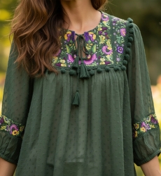 Miss June Paris — Blusa Bohemien Fluida Plumetis