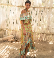 Top HOLLA – Stampa floreale – Manica corta – Bohémien – Miss June Paris – 2