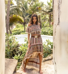 Falda Larga Yucatan – Asimétrica – Estilo bohemio – Algodón – Miss June Paris – 3