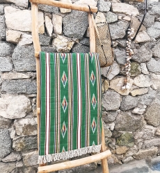 Seychelles Beach Fouta – green/yellow/brown – bohemian – with fringes – Miss June Paris – 1