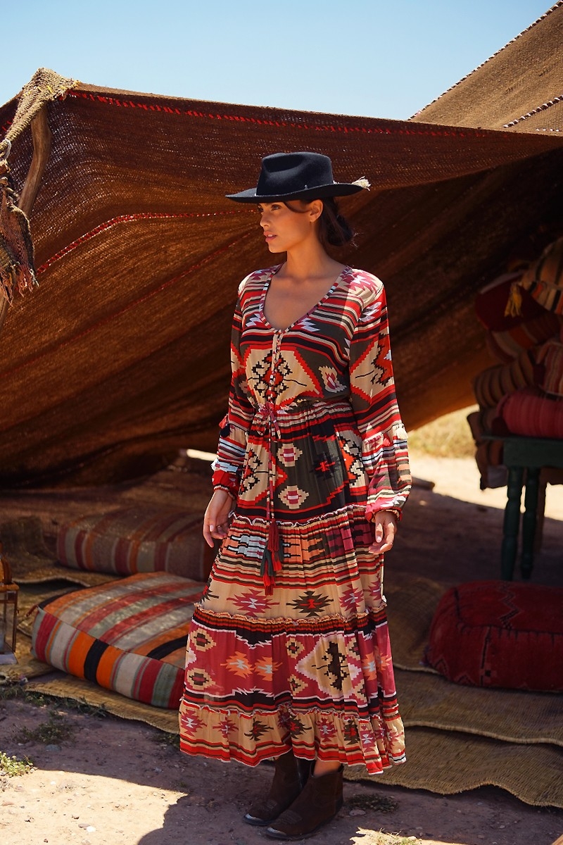robe longue manche longue boheme KILIM - Miss June