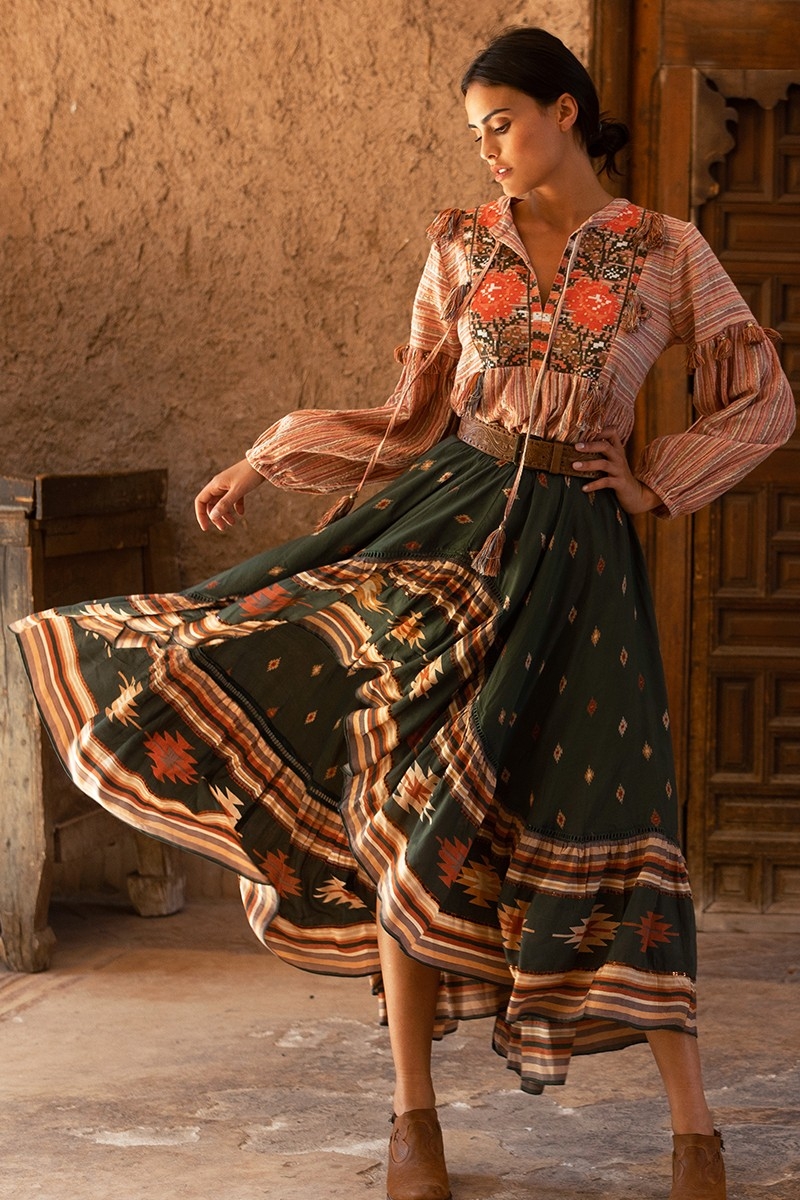 jupe long asymetrique boheme BILLIE - Miss June