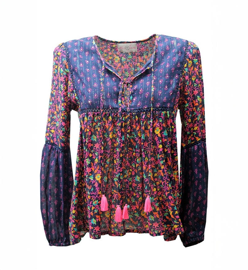 BUBBLES Blouse – Long Sleeve – Cotton Voile – Bohemian – Miss June Paris – 4