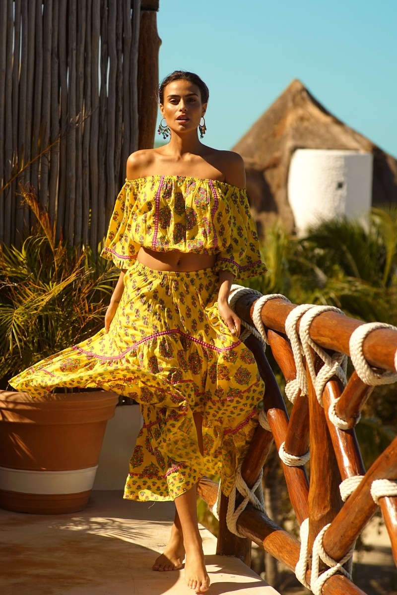 Top à épaules dénudées Flamenco - fleuri - style boho - Miss June Paris - 1