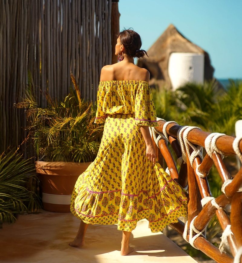 Flamenco Off-Shoulder-Top – Blumenmuster – Boho-Stil – Miss June Paris – 3