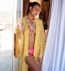 kimono long YELLOWSTONE - jaune -manche longue - bohème - Miss June Paris - 2