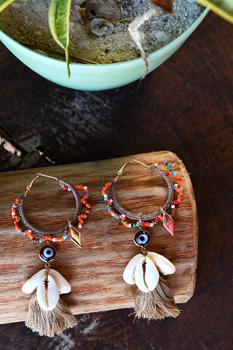 Boucles d'oreilles STRIP - multicouleur - fantaisie bohème  - Miss June Paris - 5