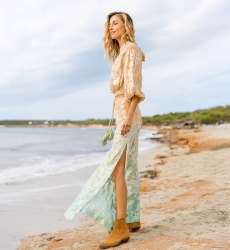 Pantalón BELLY: durazno/aqua - decorado en dorado - bohemio - Miss June Paris - 3