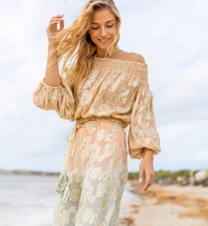 Pants BELLY: peach/aqua - gold decorated - boho - Miss June Paris - 2