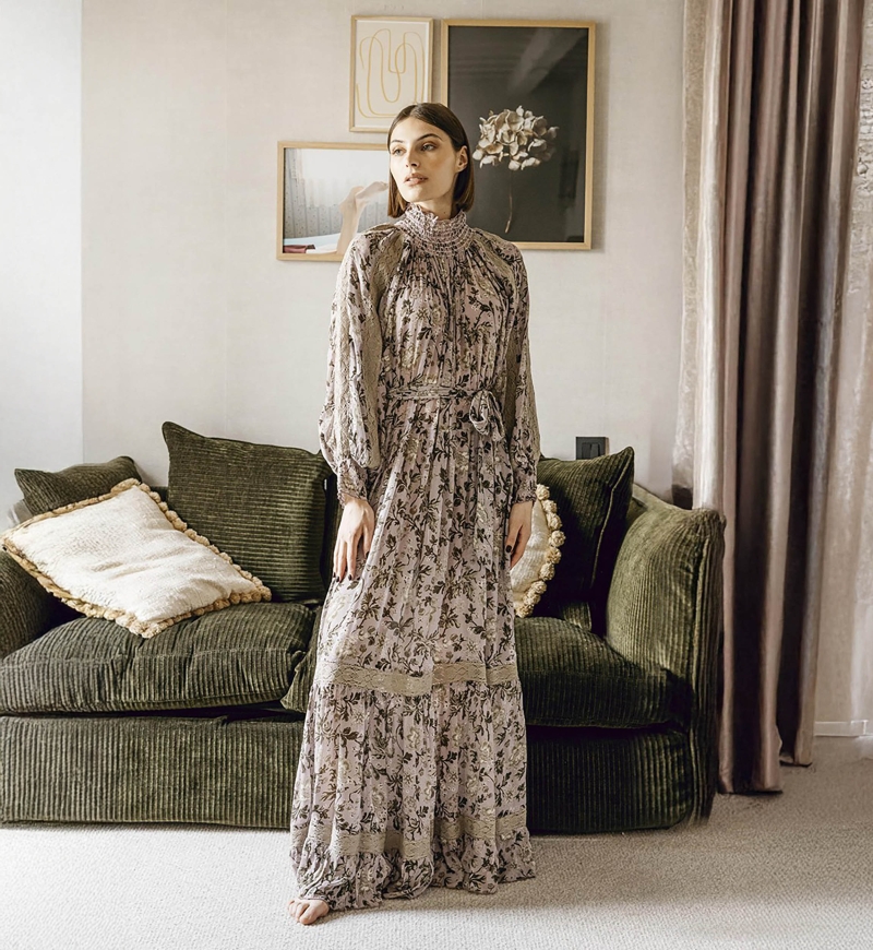 robe longue manche longue fleurie ADELE - Miss June