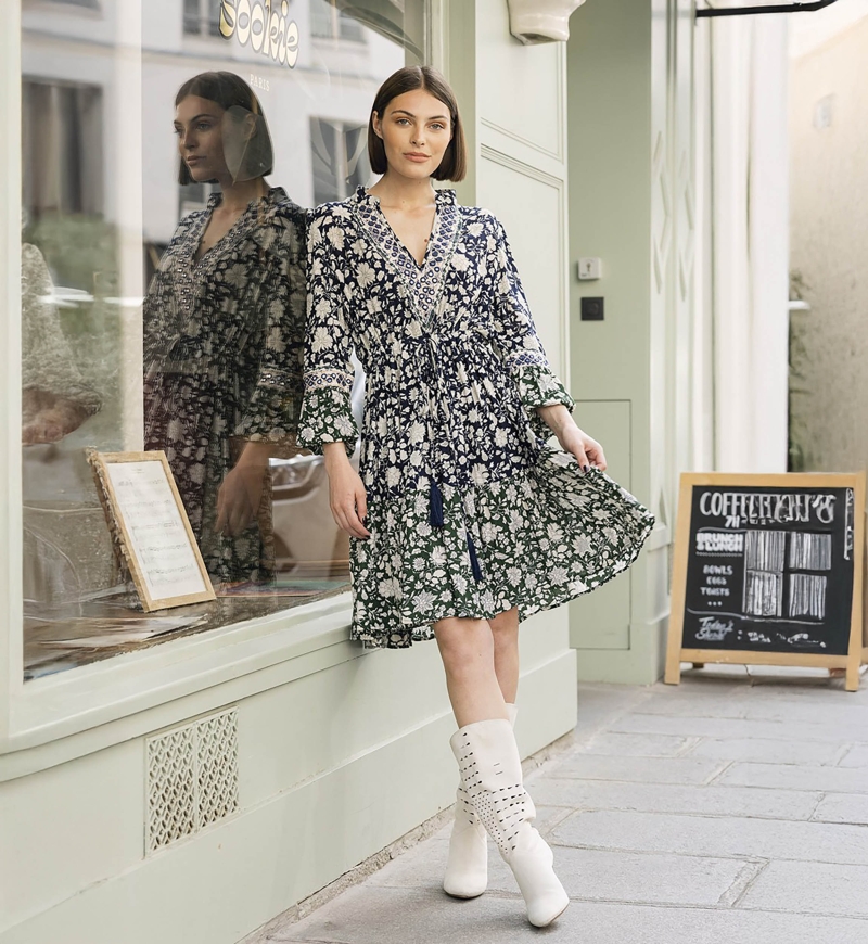 robe courte manche longue boheme ESMEE - Miss June