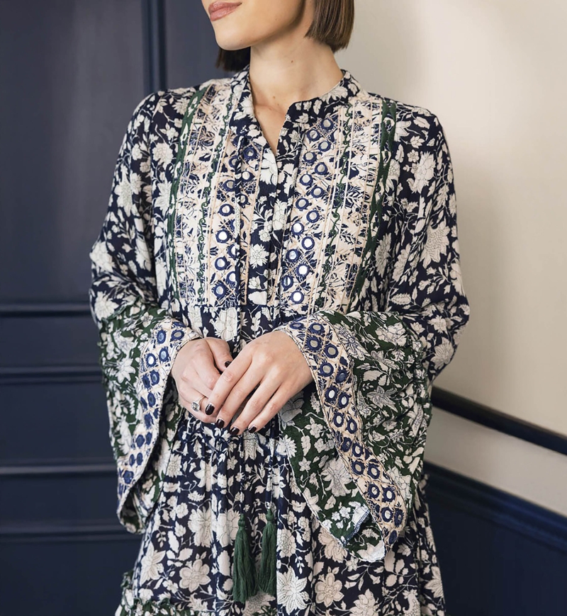 robe courte manche longue boheme OCEANE - Miss June