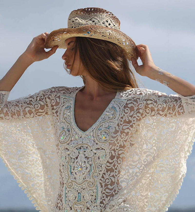 Sombrero HANNAH – beige – fantasía bohemia – Miss June Paris – 3